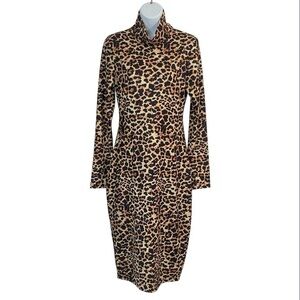 LEOPARD Print Long Sleeve Dress Bodycon Dress L